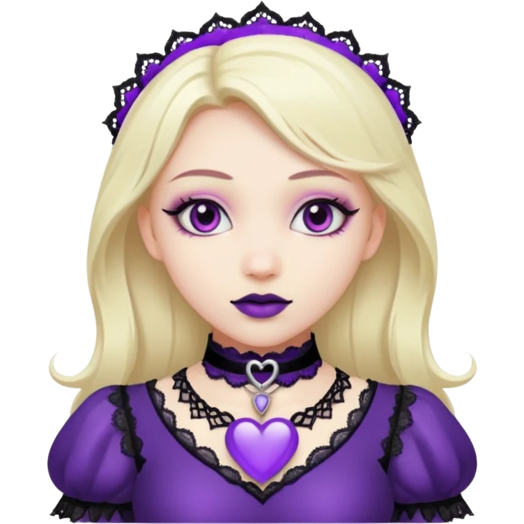 heart with purple gothic lace choker emoji