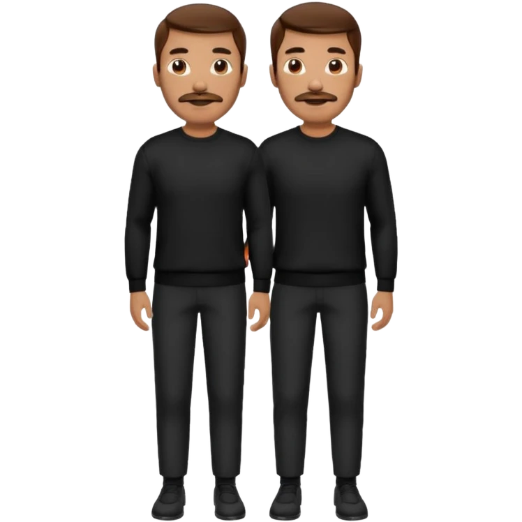 man with mustache, brown hair, 33years old, shirt, high temple Black pullover with a white shirt underneath and black fabric trousers 👕🖤👖 emoji