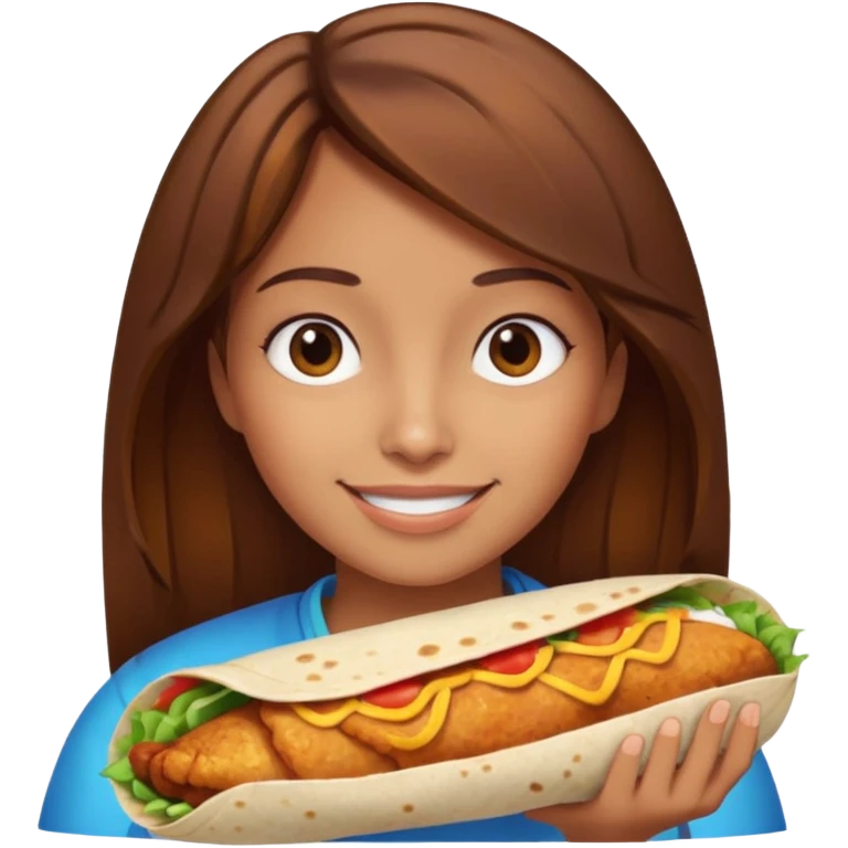 Girl with brown hair "resting chicken burrito face" emoji