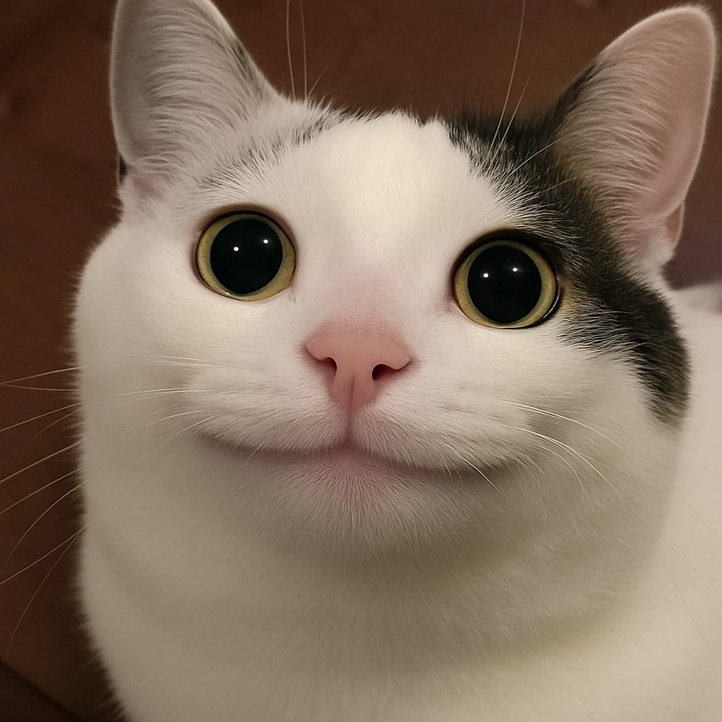 Enhance and improve the image quality of this cat photo, making it clearer and sharper while preserving the original expression and details. Maintain the natural look and details of the cat's face. emoji