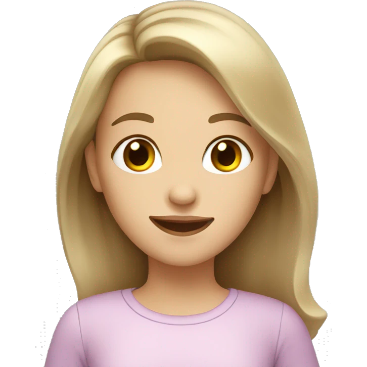 Dark Blond hair girl with brown eyes and happy emoji