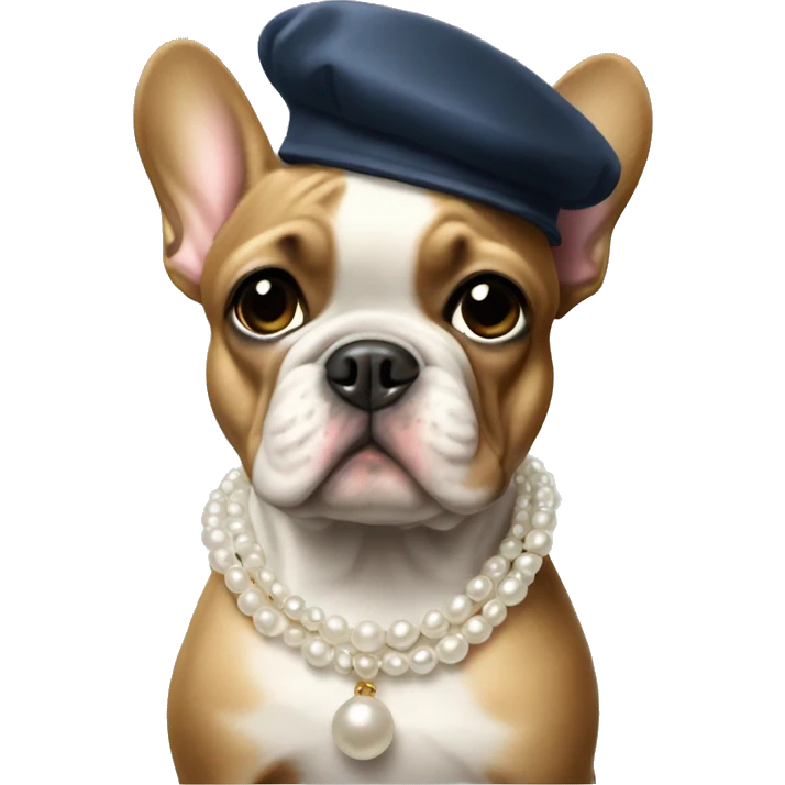 Frenchie wearing beret and pearls  emoji