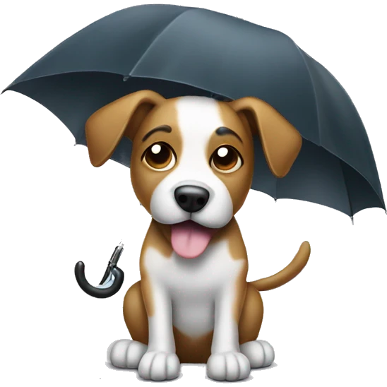 Poor dog with poop and umbrella  emoji