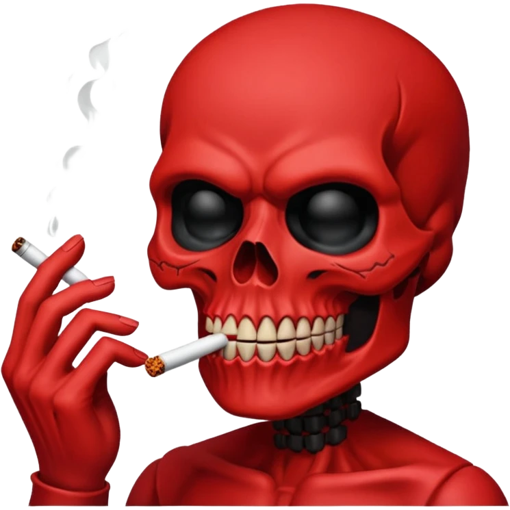 Scary red skull with body and smoking full red  emoji