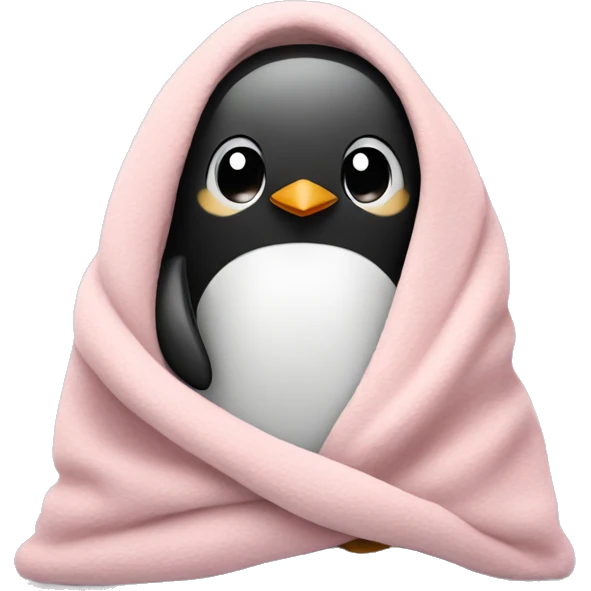 Cozy penguin in light pink blanket  emoji