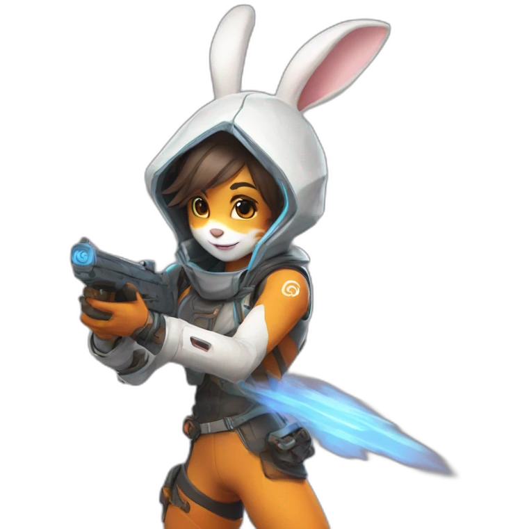 yugy bunny playing tracer overwatch emoji