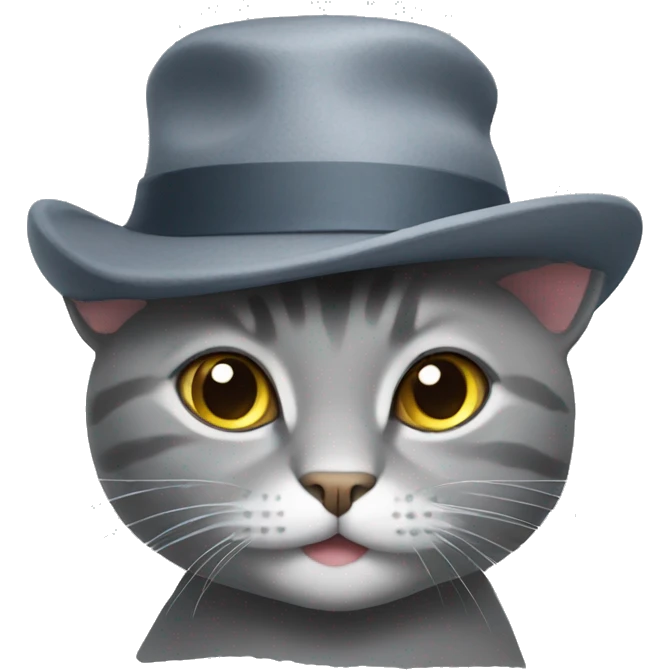 grey cat with a hat  emoji