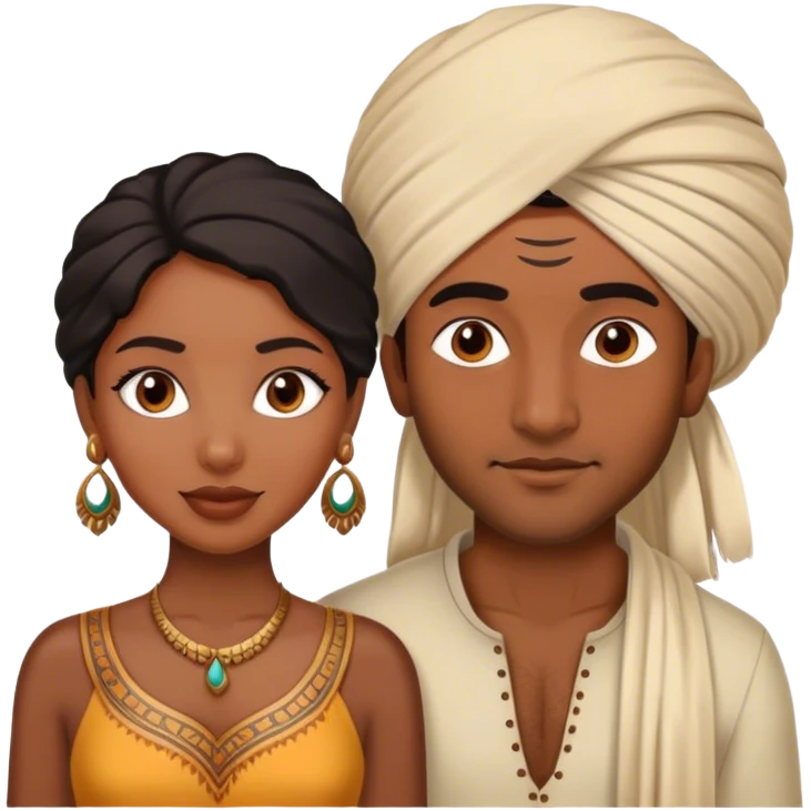 pretty black woman with indian man emoji