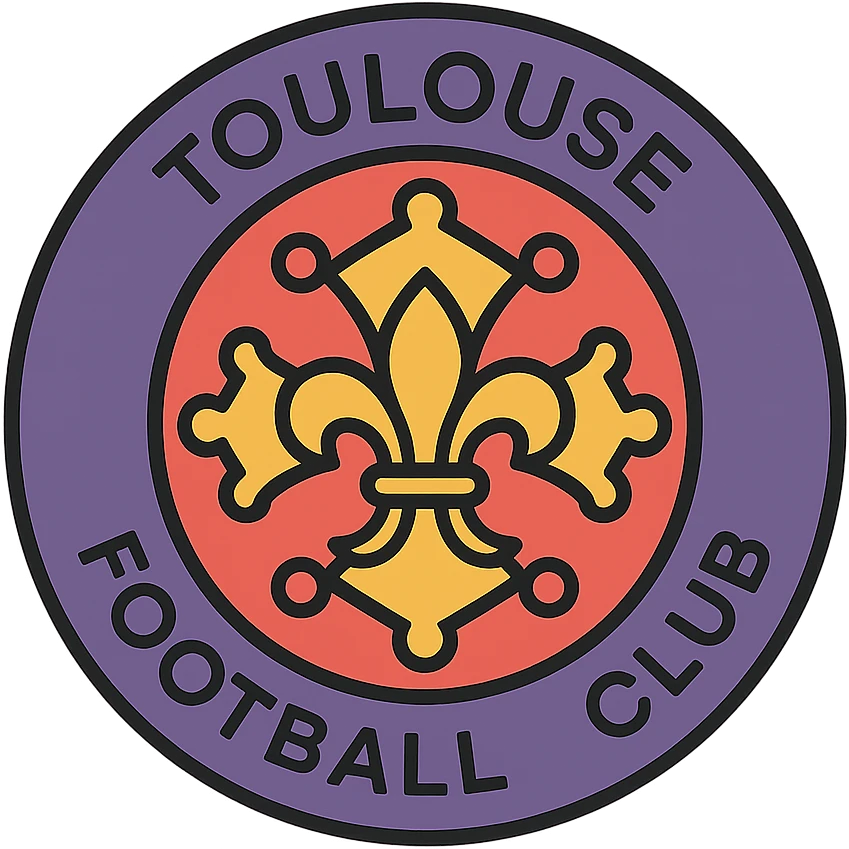 Toulouse football club badge as a vector-style icon, geometric shapes, stylized elements, focus on the fleur-de-lis, purple accents emoji