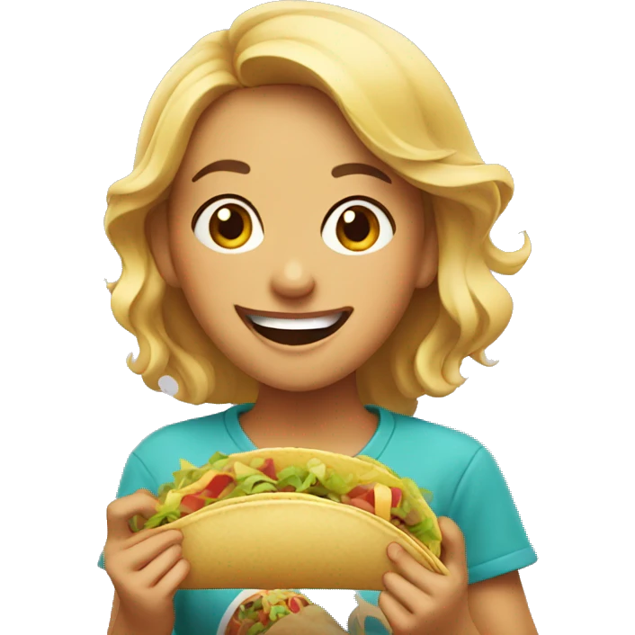 Happy girl eating taco emoji
