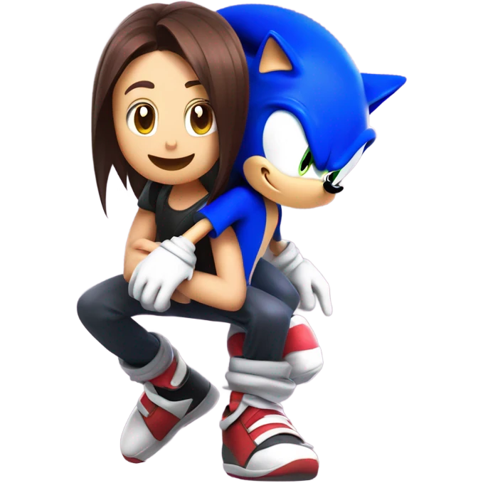 sonic the hedgehog giving kairi from kingdom hearts a piggy back ride emoji