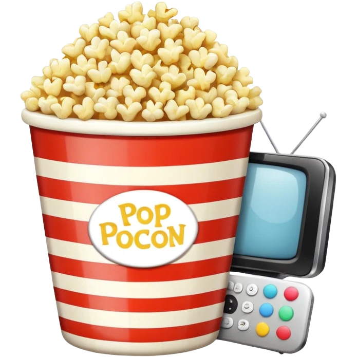 Popcorn in a striped cup and TV  emoji