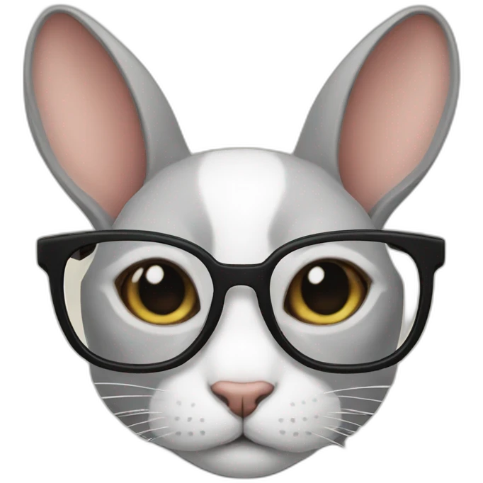 rabbit cat wearing glasses emoji