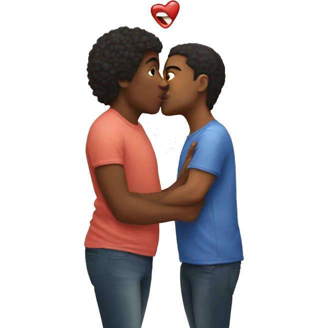 Boy kissing curvy girl emoji