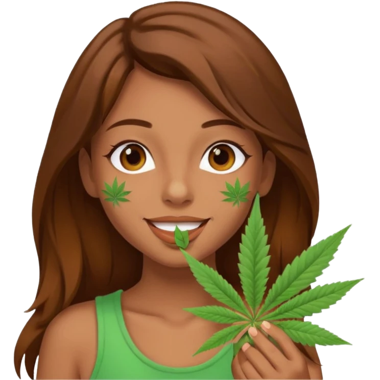 Girl happy smelling marijuana  emoji