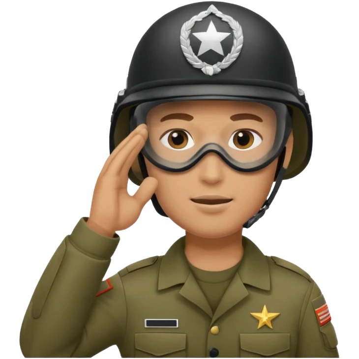 Soldier saluting with helmet + face mask emoji