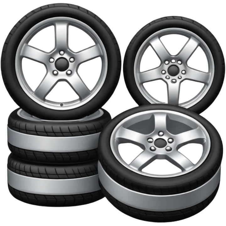 Emoji icon of a set of custom alloy wheels stacked together emoji