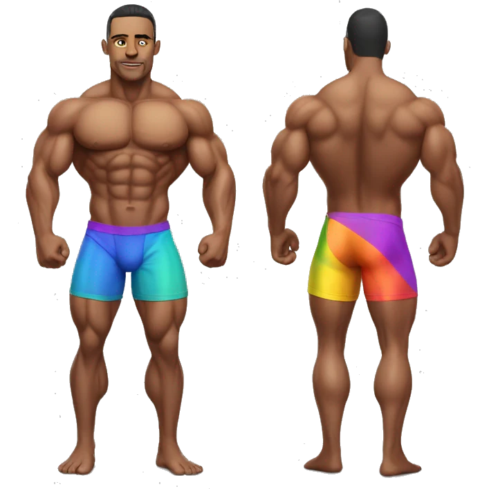 Muscular gay bodybuilder bikini realistic emoji