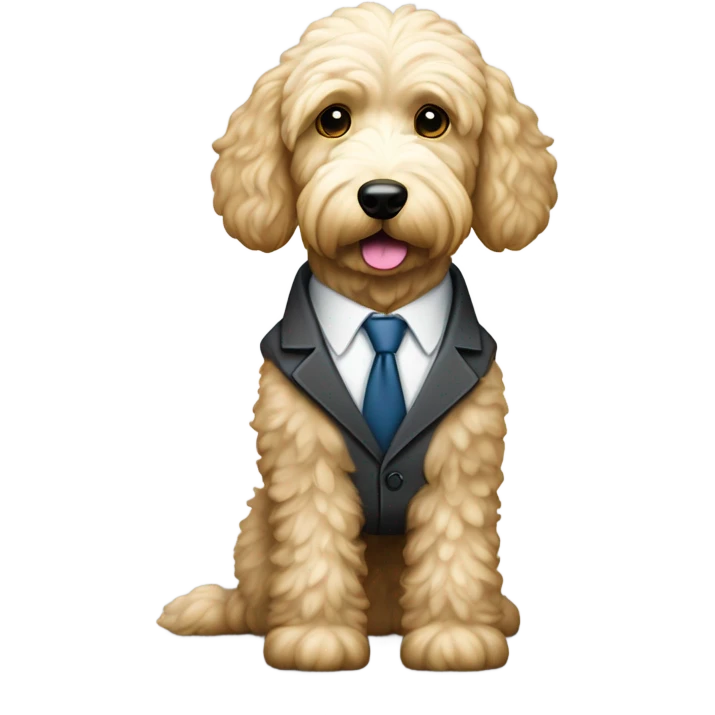 White Goldendoodle as a Prosecutoe emoji