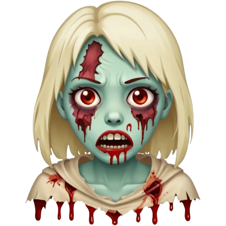 make a zombie girl with a droopy ruined mouth emoji