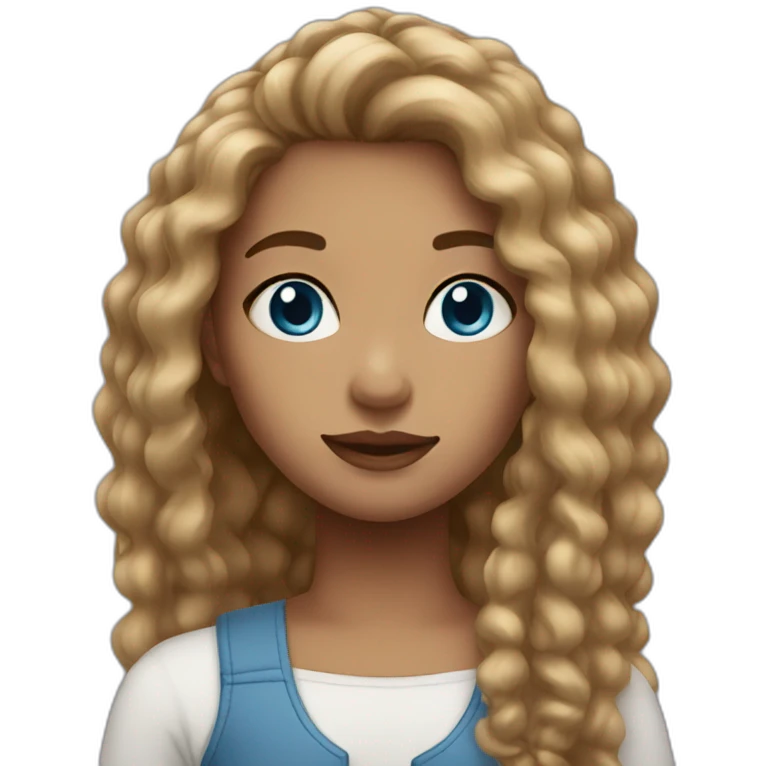 Girl White brun hair and blues eyes emoji