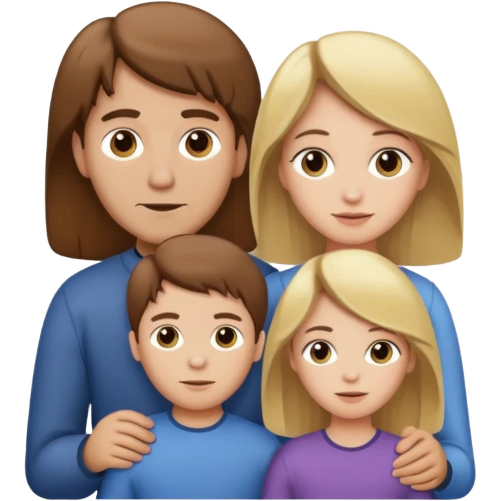 Mom brunette, dad brunette, son brunette and daughter blonde emoji