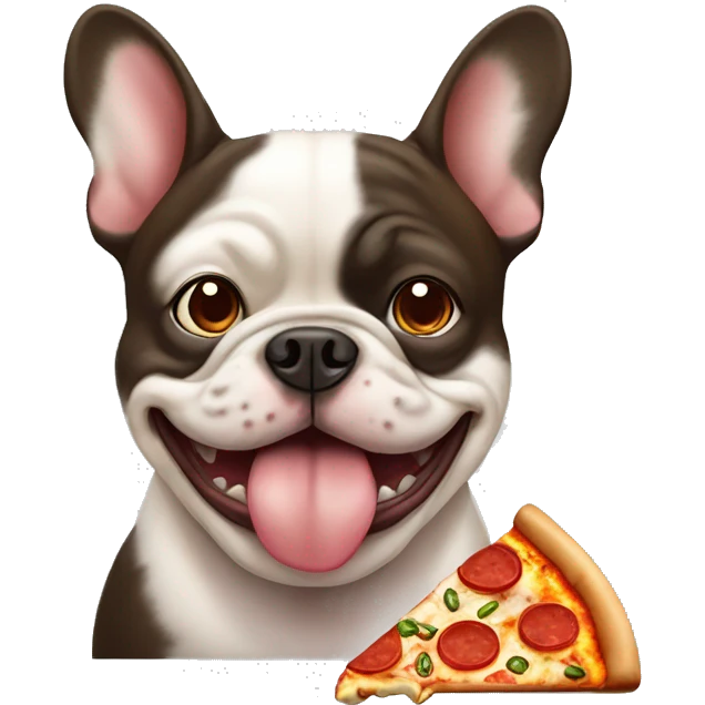 French bull dog with pizza emoji