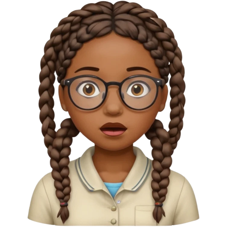 black girl with braids and glasses choking herself  emoji