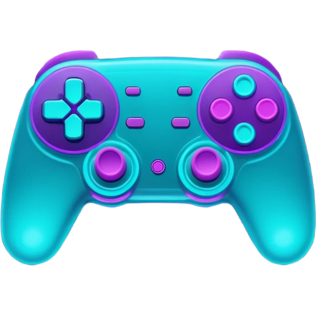futuristic minimalistic glowing gamepad icon, purple and cyan neon light, dark tech background, 1:1 aspect ratio, no face emoji