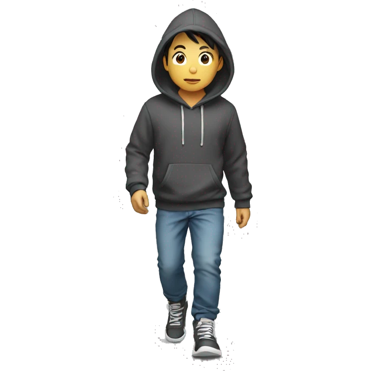 asian Boy in hoodie is walking  emoji