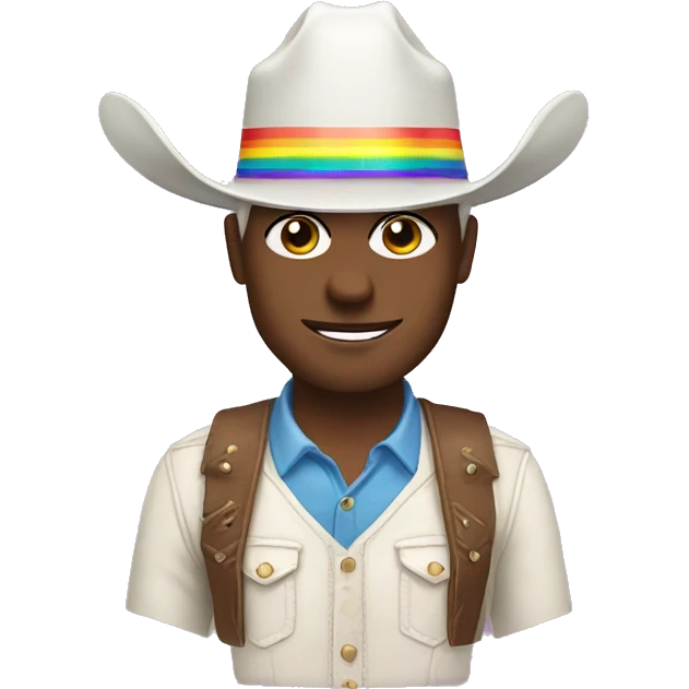 white cowboy with rainbow pride hat emoji