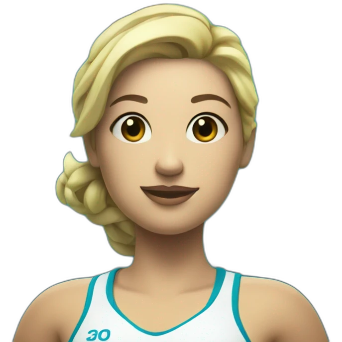 Underwater rugby woman player holding a ball, with fins and snorkem equipement emoji