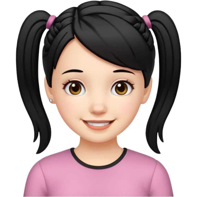 white girl with pig tails haircut black emoji