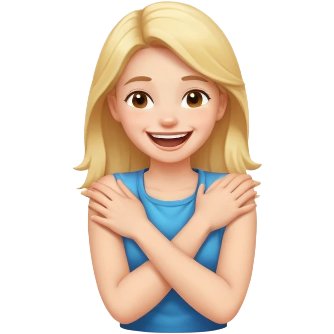 arms crossed holding neck laughing girl emoji