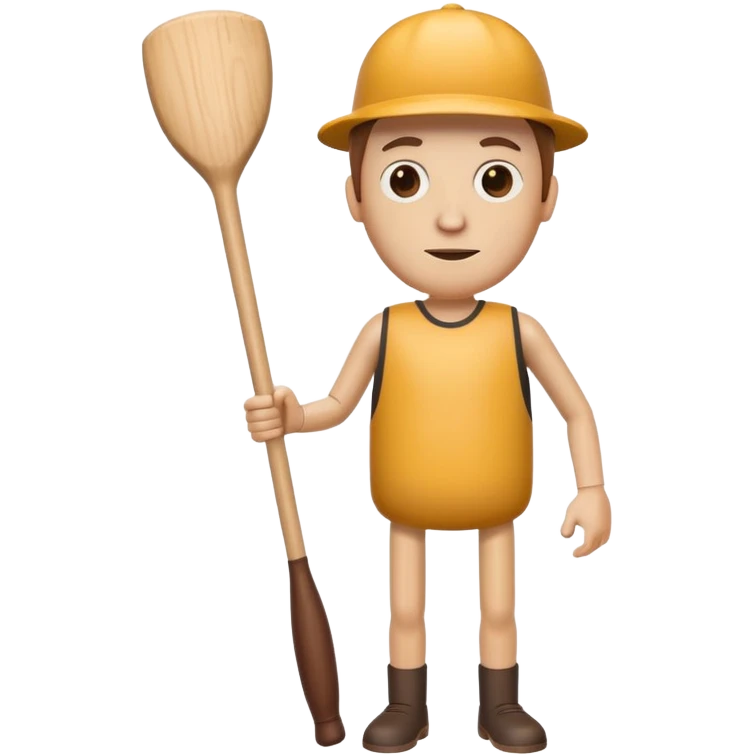 Make a wood tube with a face and wooden legs and arms and a bat emoji