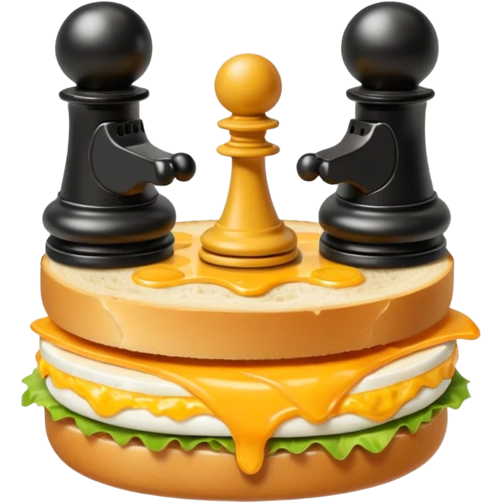 Chess pieces boxing on an egg sandwich emoji