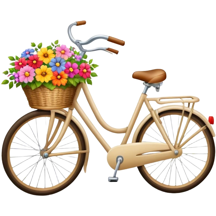 Vintage beige bike with a basket and flowers  emoji