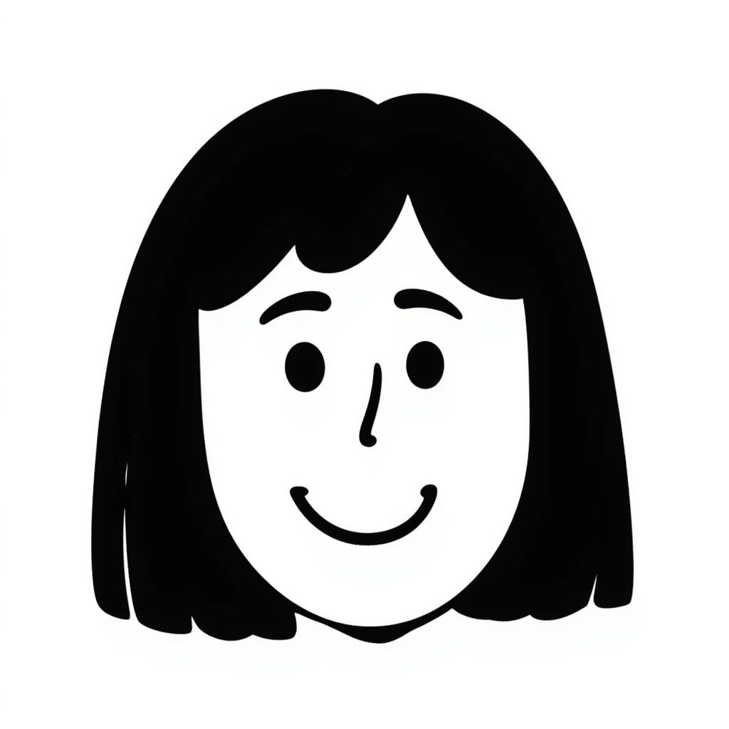 cute girl face, hand-drawn doodle style, simple lines, smiling emoji