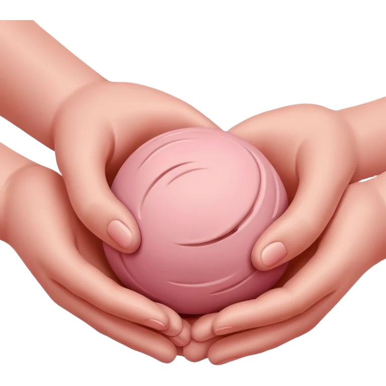 two hands kneading a small pink ball of clay in a prepping manner emoji