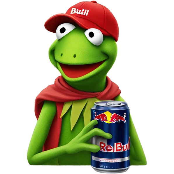 Kermit with a redbull  emoji