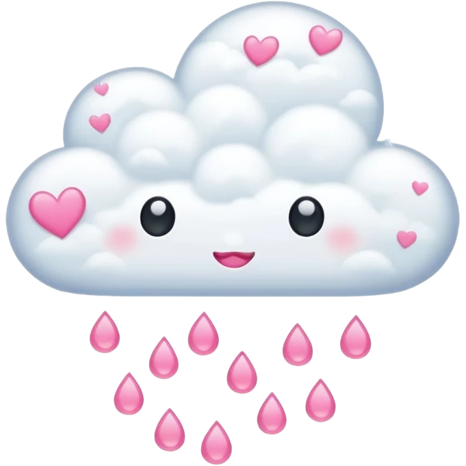 Cloud with pink hearts as raindrops emoji