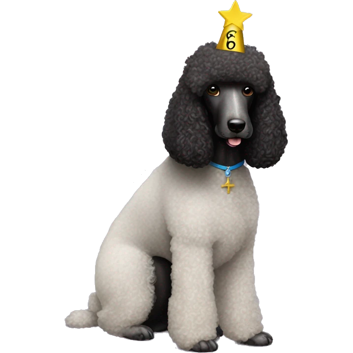 Jesus Christ celebrating the 6th birthday of a black standard poodle emoji