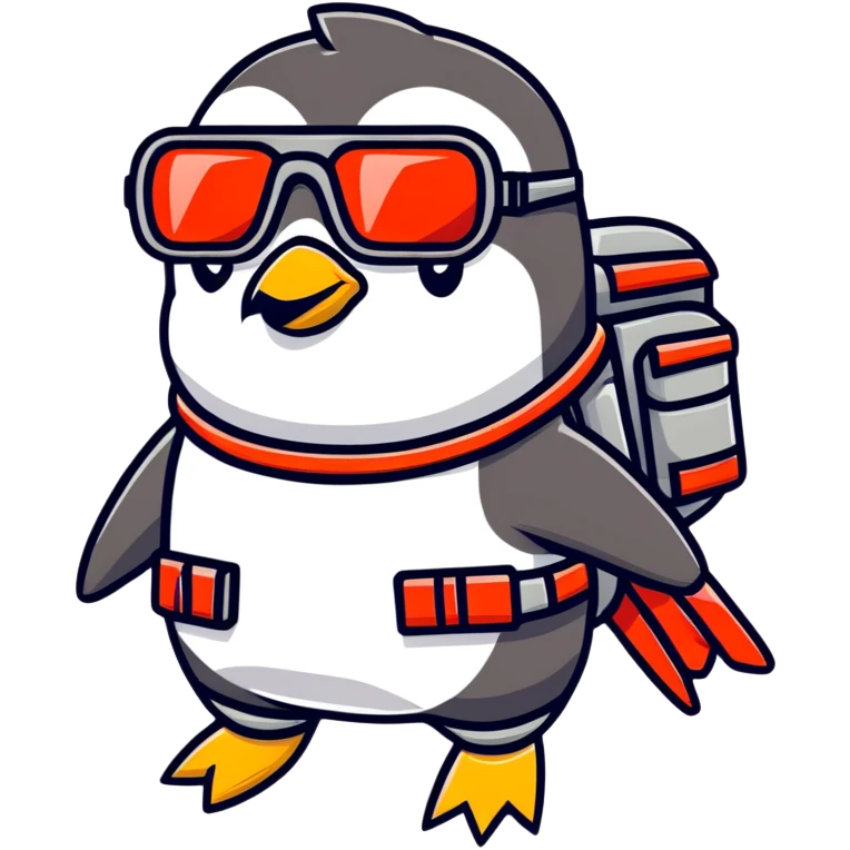 penguin with a jetpack and sunglasses emoji