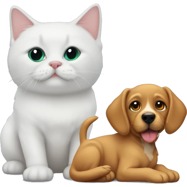 Sinirli köpek ve mutlu kedi emoji