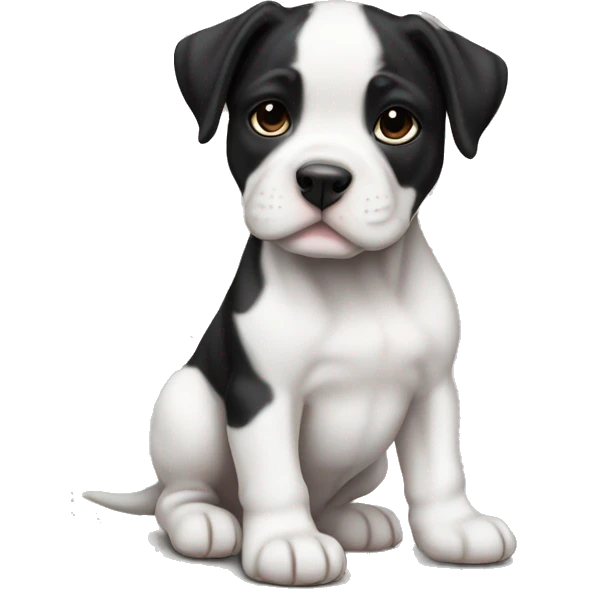 Black and white English staffordshire puppy full body emoji
