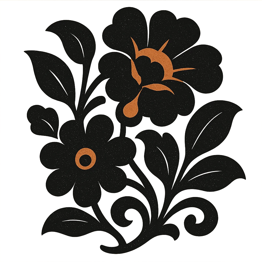 black aesthetic floral motif, dark and sophisticated emoji