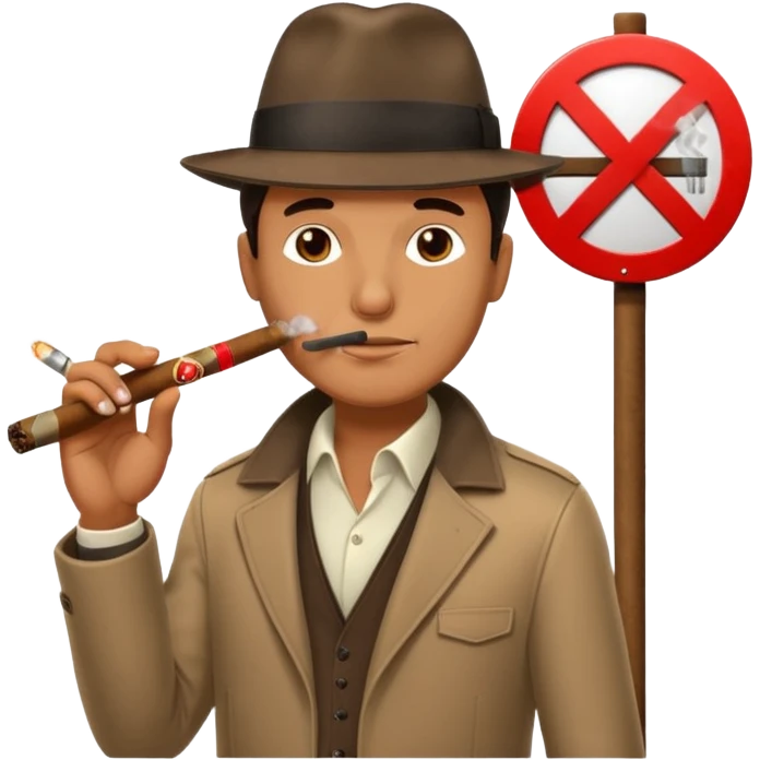 „no smoking“ street sign with a man who smoks cigar emoji