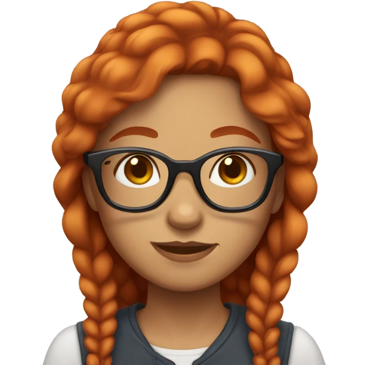 Girl with glasses, red hair, freckles on forehead emoji