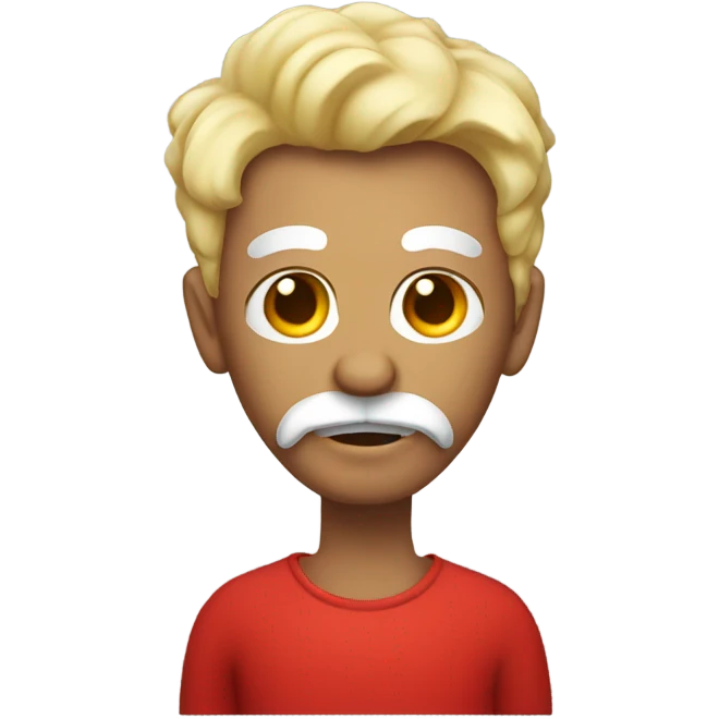 red devil with white horns, mustache and short hair emoji