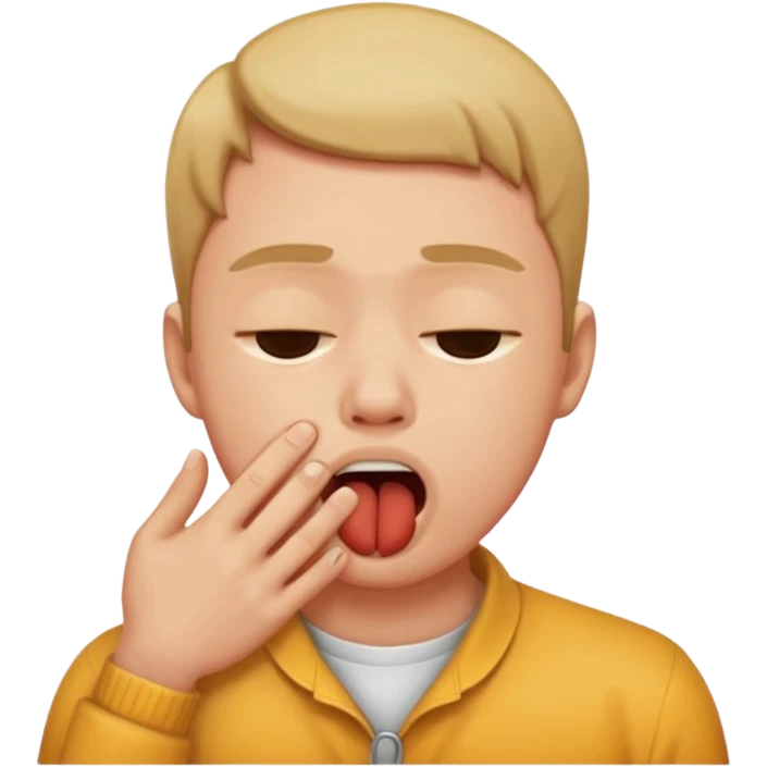 Person chocking themselves mouth closed emoji